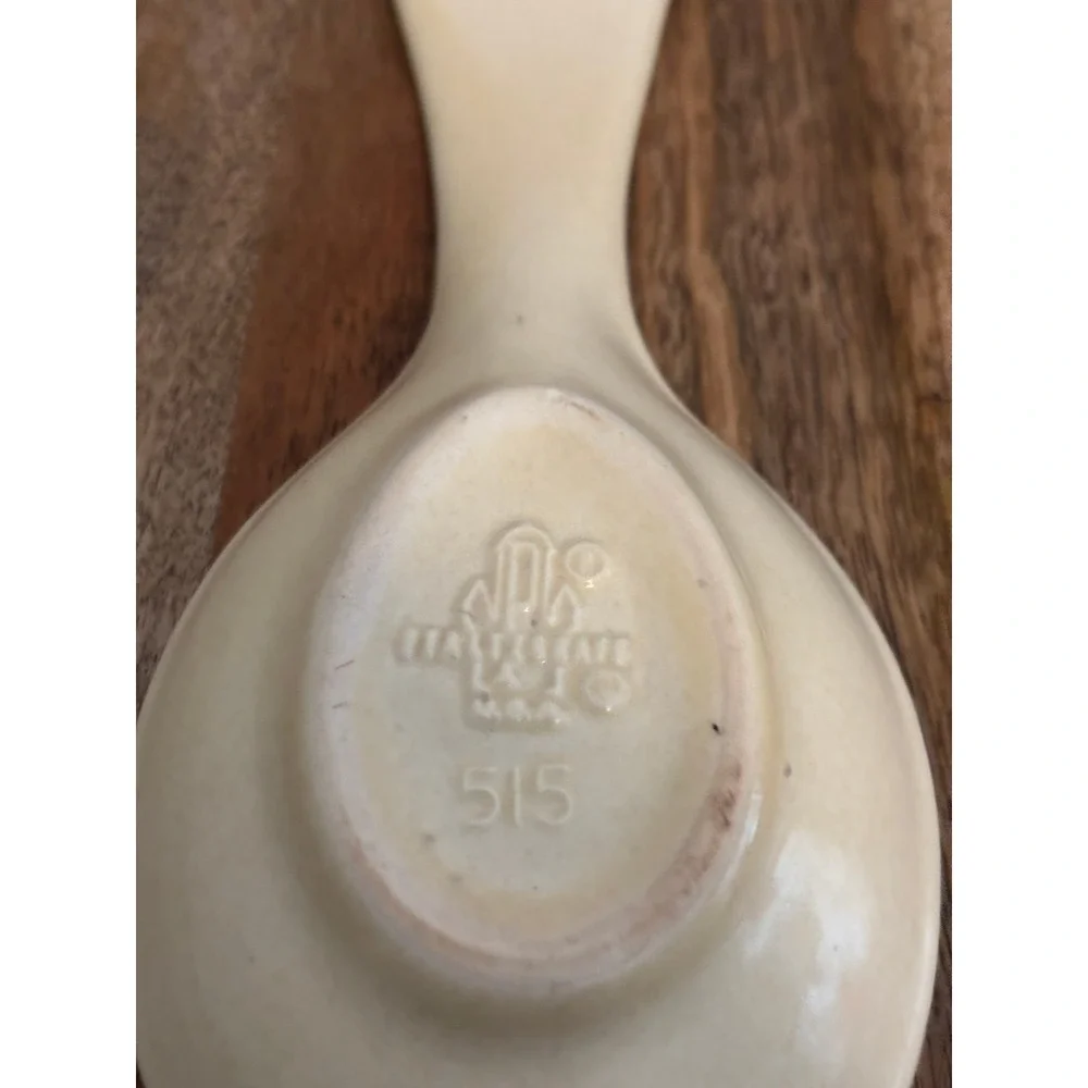 Pfaltzgraff Village Spoon Rest Stoneware Cream Brown Folk Art Floral Vintage